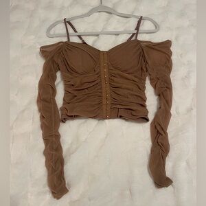 Ruched long sleeve, off the shoulder, corset top, size small, worn once